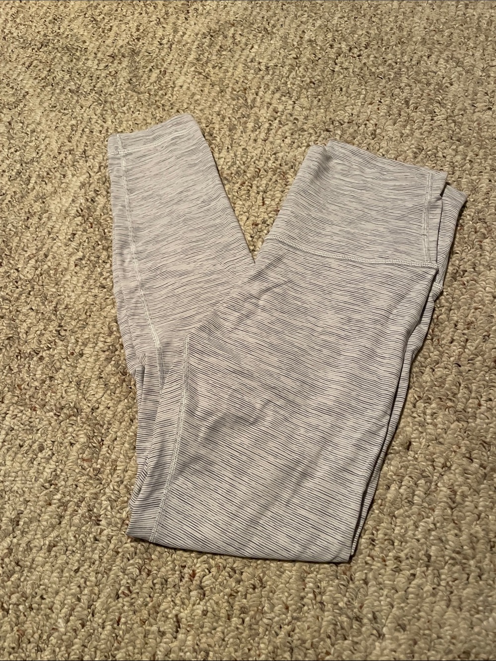 lululemon light gray striped athletic leggings